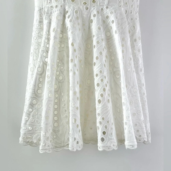 New CHARO RUIZ | Nina Fit and Flare White Eyelet Short Mini Dress Size Large - Picture 7 of 14